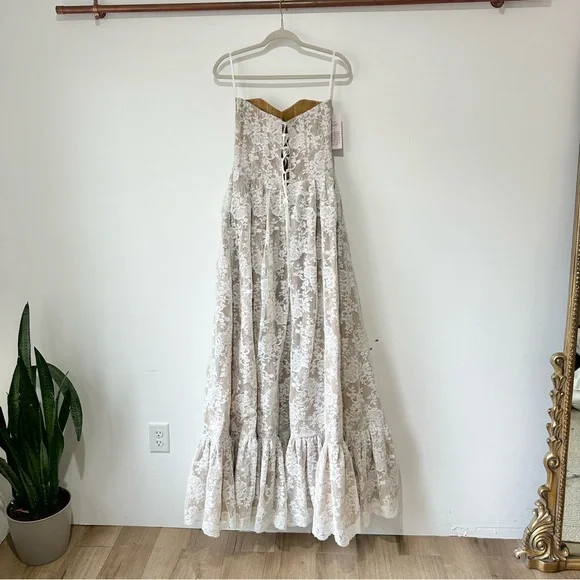NEW NWT V. Chapman Charlotte Lace Strapless Maxi Gown Anthropologie - Picture 9 of 10